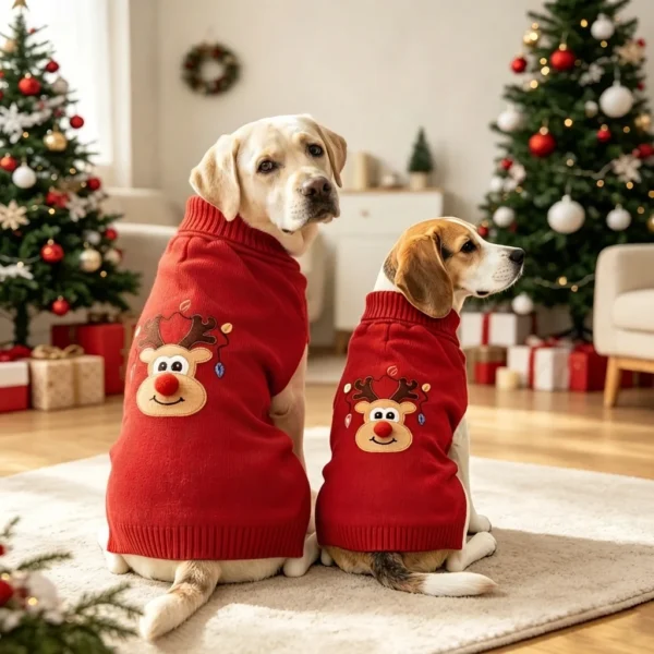 red-christmas-reindeer-dog-sweater Red Christmas reindeer dog sweater