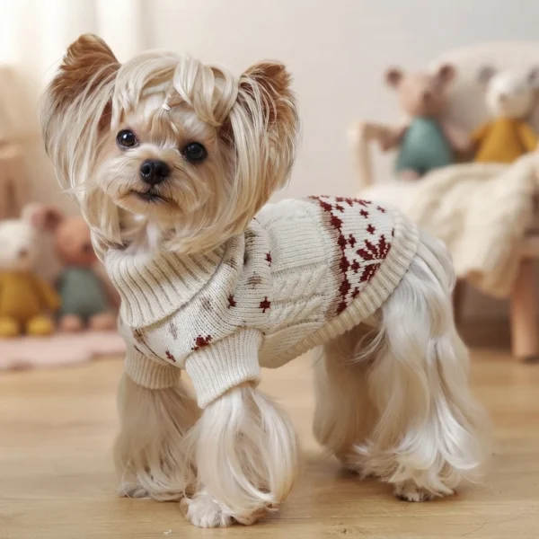 Red Aspen Snowflake Dog Sweater