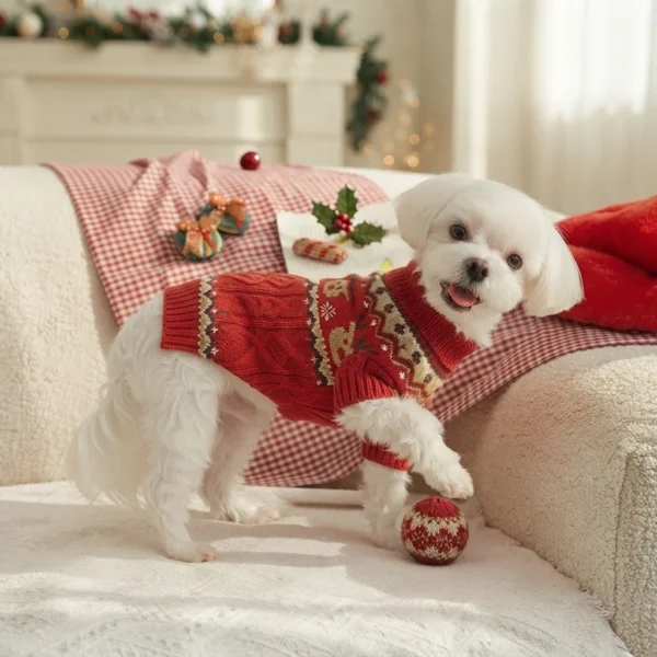 Red holiday reindeer dog sweater