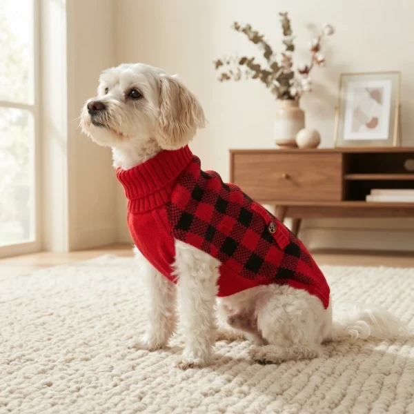 Red Check Christmas Dog Sweater