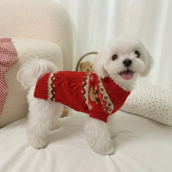 Red reindeer Christmas dog sweater