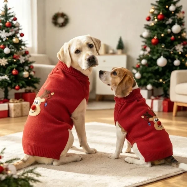 red-reindeer-knit-dog-sweater Red reindeer knit dog sweater