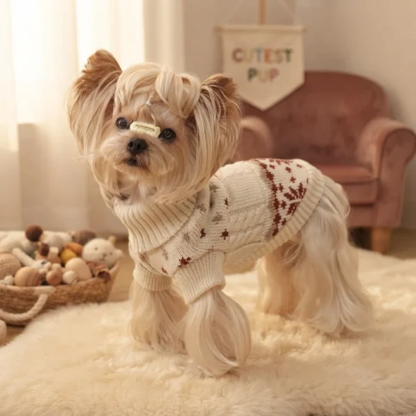 Red snowflake knit dog sweater