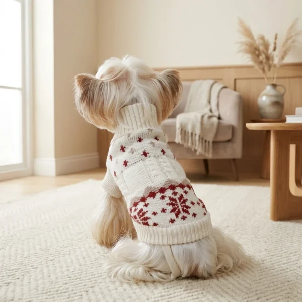 Red winter knit dog sweater