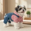 Rose red denim overalls for dogs