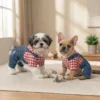 Rose Red Faux Denim Dog Overalls