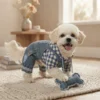Sky blue casual overalls for dogs