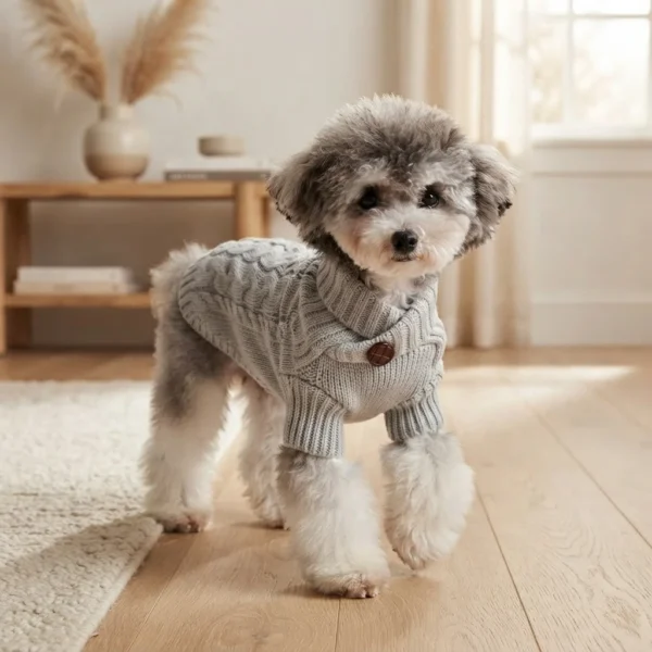 Space Gray Cable Knit Dog Sweater
