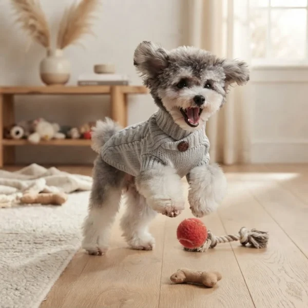 Space gray warm knit dog sweater