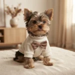 White Waffle Knit Dog Coat with Bow